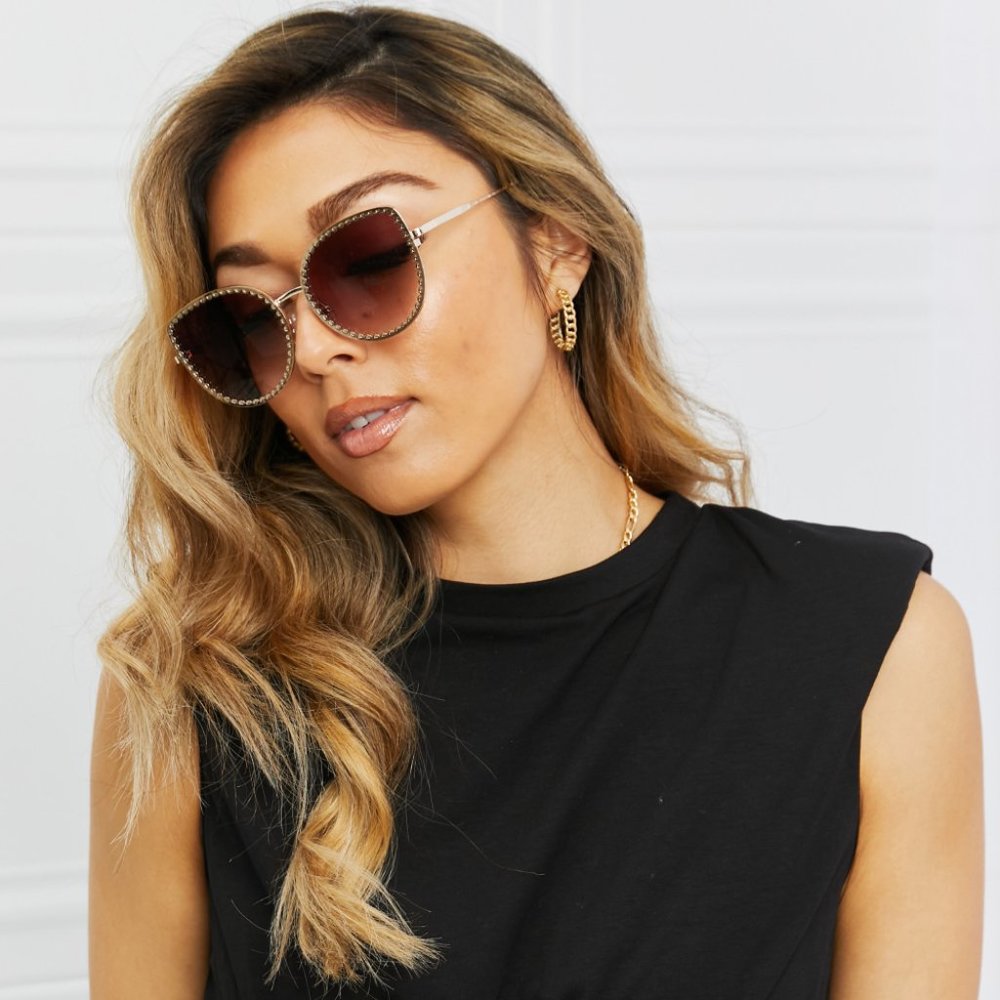 Camel Full Rim Metal Frame Sunglasses